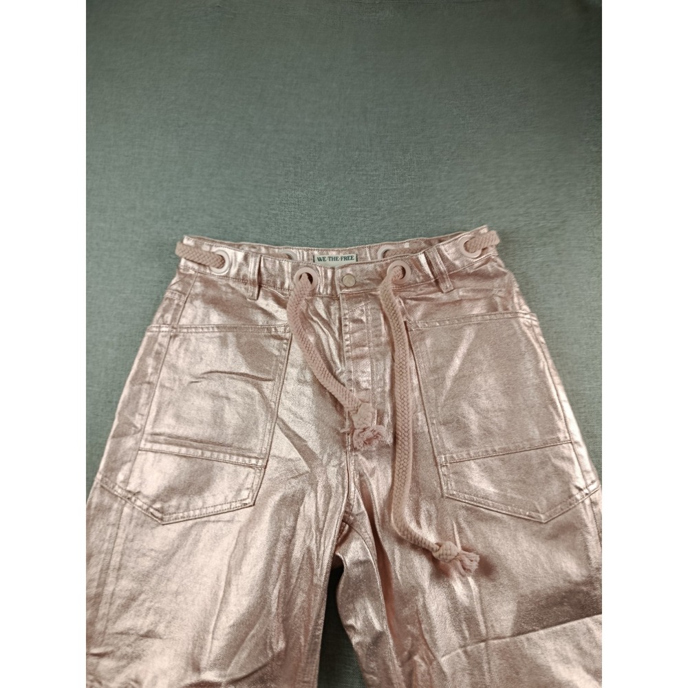 We The Free People Moxie Bubblegum Pink Metallic Barrel Jeans Womens 30 - Picture 5 of 13